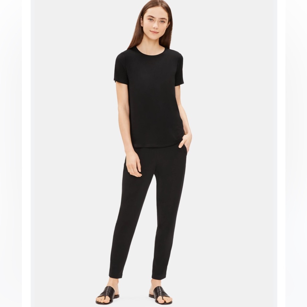 Eileen Fisher Rayon Black Side Pockets Pants B2